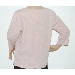 *NEUWERTIG* ~ 100%ig Baumwolle Damen T-Shirt mit 3/4 Ärmeln, V-Ausschnitt ~ Farbe Beige ~ Größe M/L - Bild Nr.2
