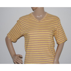Bequemes, hochwertiges Damen T-Shirt ~ tricolor gestreift ~ Größe 46 ~ Bild Nr.1