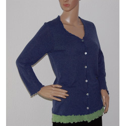 Blau-Grüne Damen Bluse, mit V-Ausschnitt & langen Ärmeln ~ Größe S/38 ~ Bild Nr.1