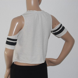 Lässiges Damen-T-Shirt mit kurzen Ärmeln & offenen Schultern ~ Größe XS ~ Bild Nr.3