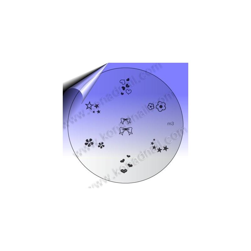 Konad Stamping Schablone M3 – Schleifen und 6 zusätzliche wunderschöne, edle Motiven für perfekte Nail-Art Designs.