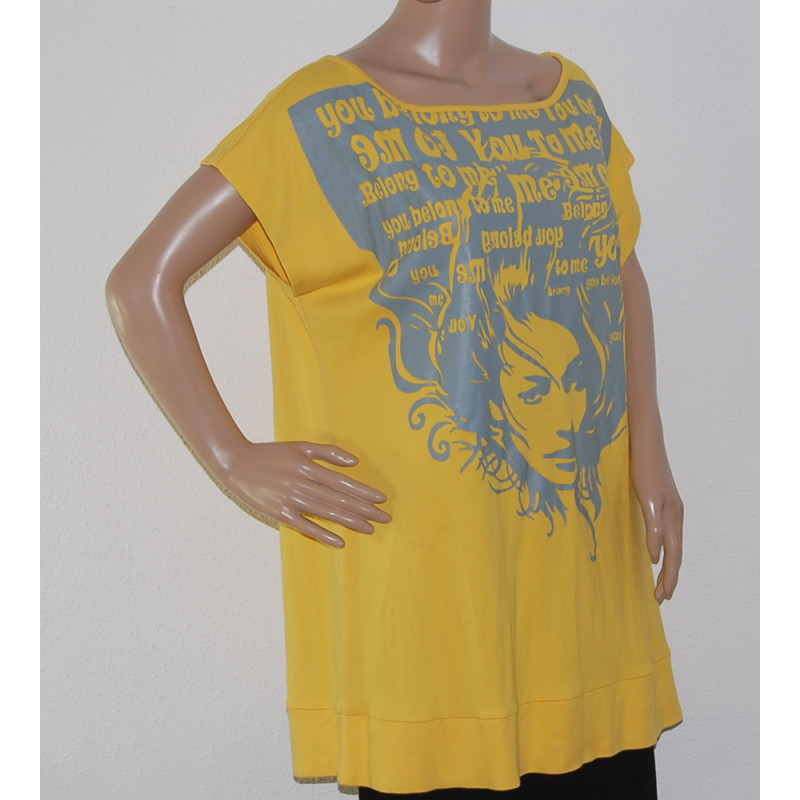 damen-t-shirt-gelb-aufdruck-silber-groesse-xl-nr1