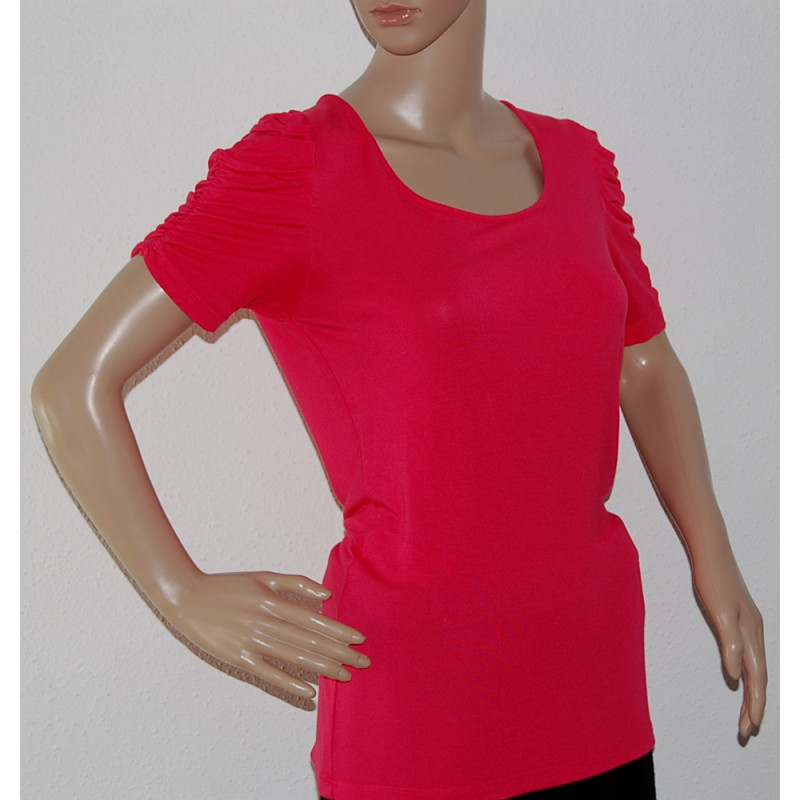 damen-t-shirt-falten-ärmel-pink- lang-elastisch-größe-40-42-bild-nr1
