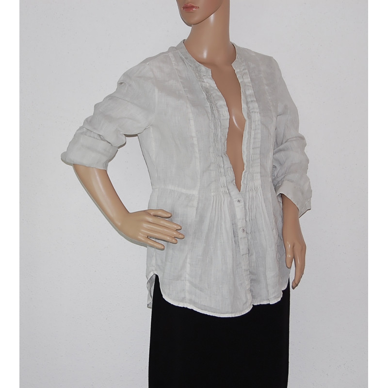 MALVIN-leinen-damen-bluse-beige-v-ausschnitt-groesse-36-38-nr1