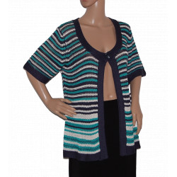 kurzarm-damenweste-strickweste-mehrfarbig-gestreift-groesse- 40-42-nr1