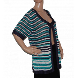kurzarm-damenweste-strickweste-mehrfarbig-gestreift-groesse- 40-42-nr2