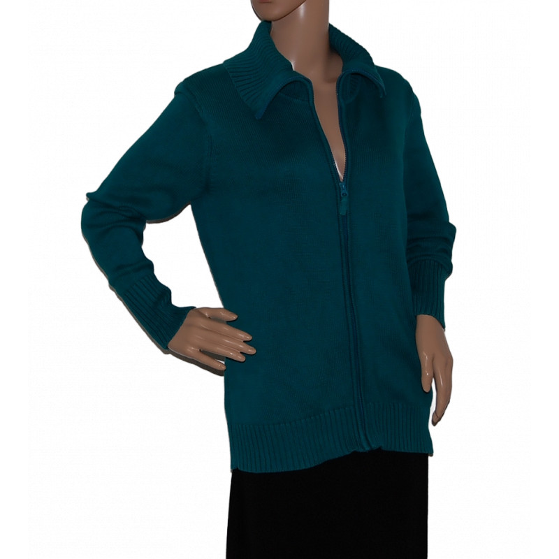 langarm-damenweste-strickweste-petroleum-gruen-groesse- m-l-nr1