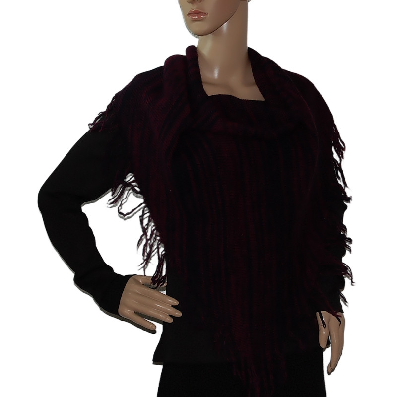 ESPRIT-dreieck damen-fransen-schal-schwarz-kirschrot