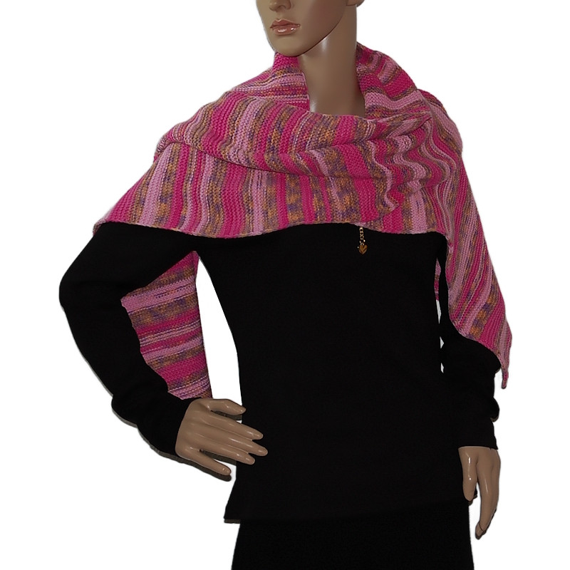 damen-strickschal-weich-leicht-gestreift-rosa-pink-braun