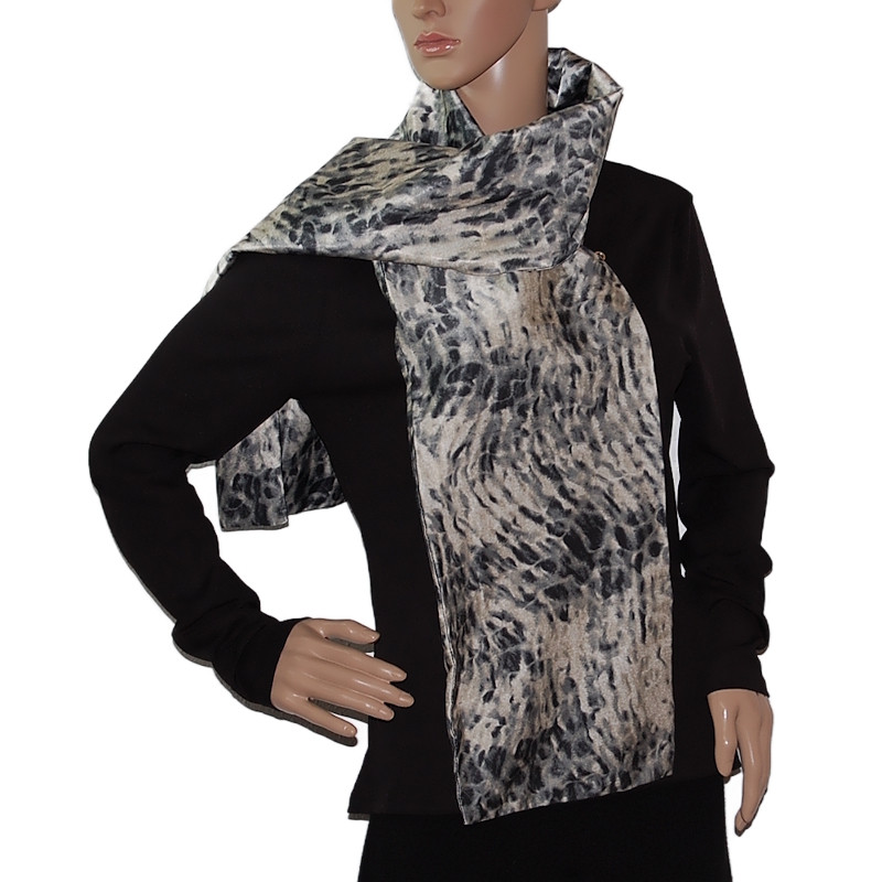 damen-seidensatin-schal-animal-print-elastisch-schwarz-weiss