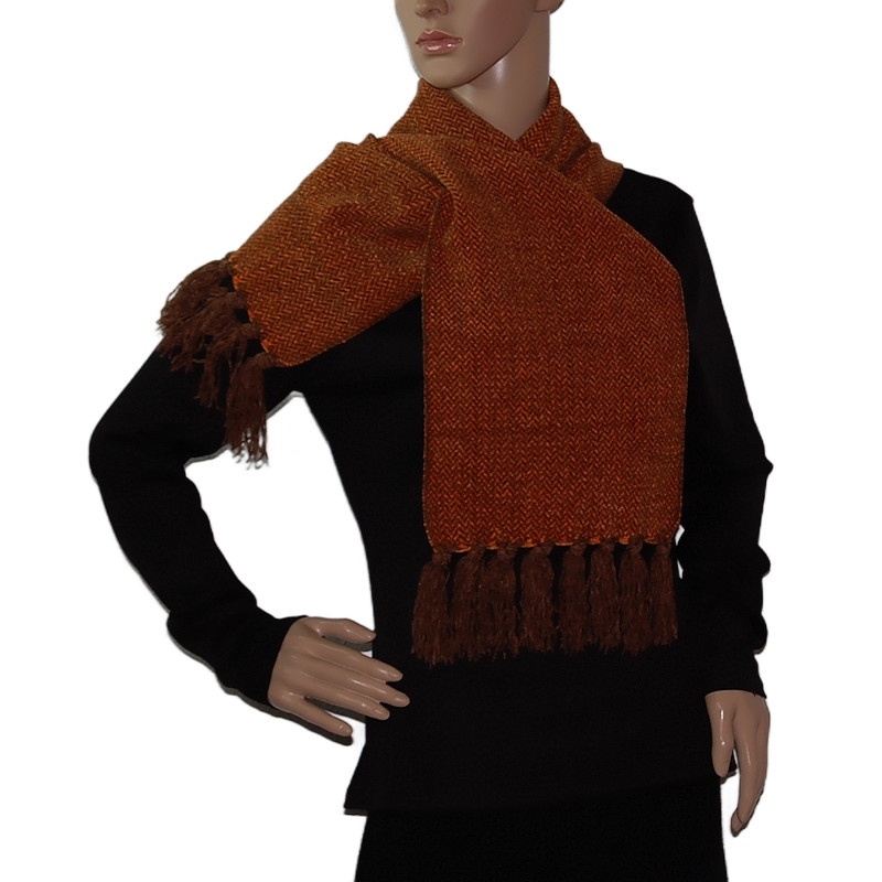 unisex-chenille-wollschal-fein-gestrickt-orange-braun