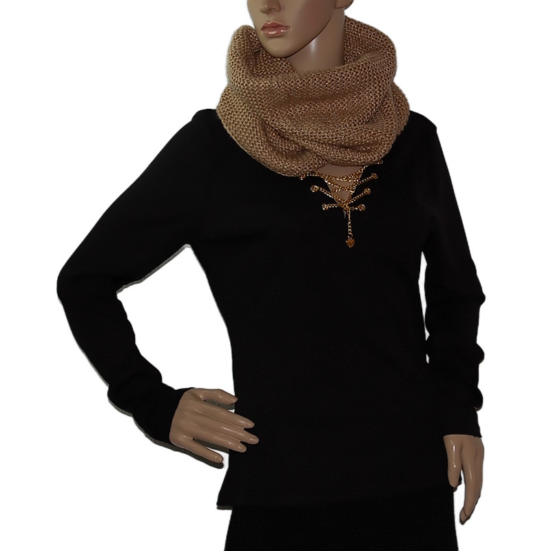 hm-damen-rundschal-flockig-hellbraun-glitzer