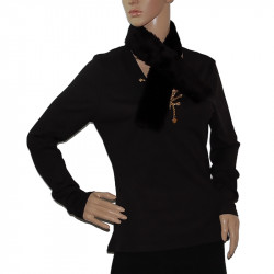 damen-schal-krawatte-ascot-schal-plastron-kunstpelz-schwarz