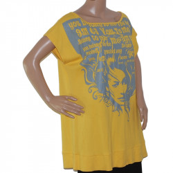 damen-t-shirt-gelb-aufdruck-silber-groesse-xl-nr1