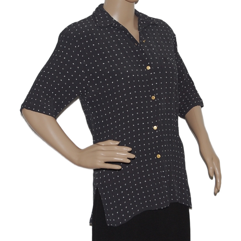 damen-kurzarmbluse-dunkelblau-weiß-38-40-nr1