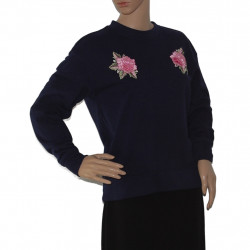 damen-h-und-m-langarmshirt-blau-rosen-groesse-xs-s-nr1