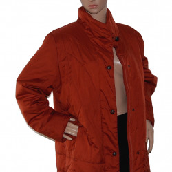 Lange Damen Steppjacke in Rot-Braun - Größe 42/44 - Vorderansicht
