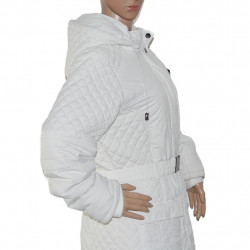 Lange Damen Winter Steppjacke in Weiß - Größe 42/44 - Seitenansicht