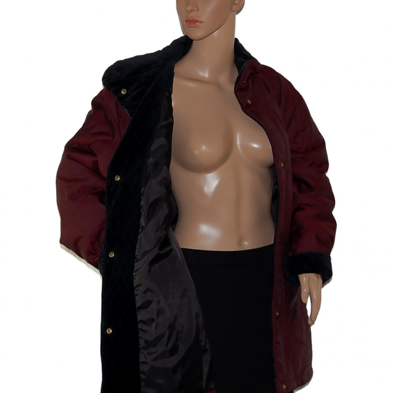 Lange, warme Damen Winterjacke in Weinrot - Größe 38/40 - Hauptansicht