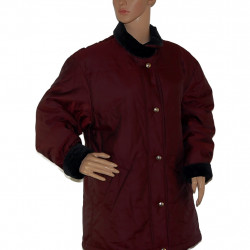 Lange, warme Damen Winterjacke in Weinrot - Größe 38/40 - Detailansicht