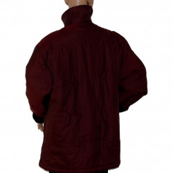 Lange, warme Damen Winterjacke in Weinrot - Größe 38/40 - Rückansicht