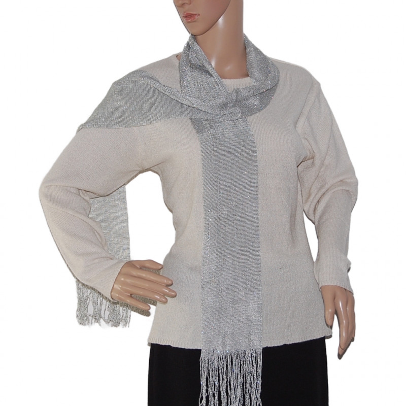 elegante-silber glitzer-schal-fransen-seidenfaden-nr2