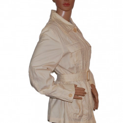 C&A leichte Damenjacke lang, in Beigeweiß - Größe 40/42 - Seitenansicht