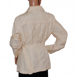 C&A leichte Damenjacke lang, in Beigeweiß - Größe 40/42 - Rückansicht