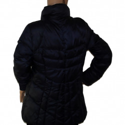 Warme Steppjacke in Blau mit schrägem Verschluss - Größe 40/42 - Rückansicht