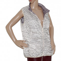 2 Gesichter Silber Beige Damenweste Größe 44/46 - Vorderansicht