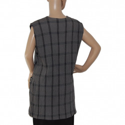 Mittellange Damenweste in Schwarz Grau Größe 40/42 - Rückansicht