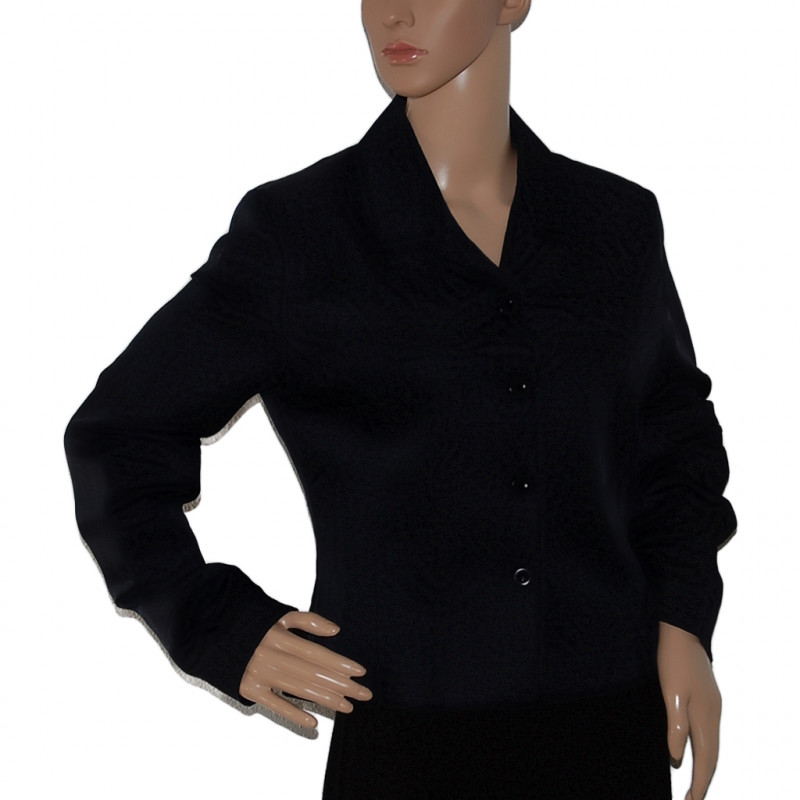 Eleganter Turnover Damen-Blazer in Schwarz - Größe 38/40 - Vorderansicht