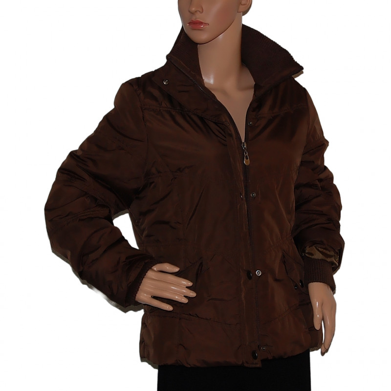 Wattierte Damen Steppjacke in Braun-Grün - Größe 36/38 - Vorderansicht