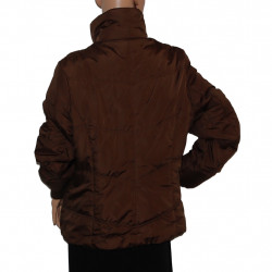 Wattierte Damen Steppjacke in Braun-Grün - Größe 36/38 - Rückansicht