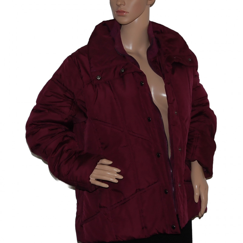 Warme, wattierte Damen Steppjacke in Violett-Rot - Größe 48 - Vorderansicht