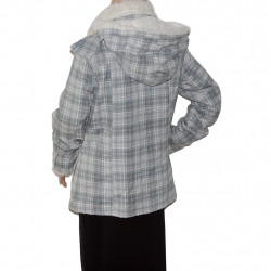 Fishbone Damen Winterjacke mit Webpelz, kariert in Größe M/L - Stoff