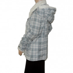 Fishbone Damen Winterjacke mit Webpelz, kariert in Größe M/L - Oberflächenstruktur