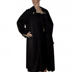 Moderner Trevira-Damenmantel in Schwarz - Größe 42/44 - Vorderansicht