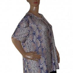 Mehrfarbiges Schlangenmuster Weiß Beige Blau Violett