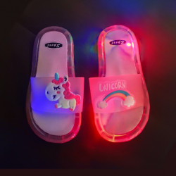 LED-Einhorn Leuchtschuhe Größe 28/29 Rosa Transparent – Lichter an