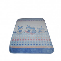 Babydecke Marienkäfer 120x95 cm Hellblau flauschiger Plüsch – Vorderansicht