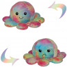 Regenbogen Oktopus Kuscheltier 20 cm – wendbares Mood Plüschtier mit zwei Gesichtern