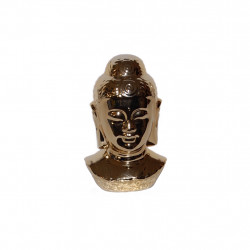 Buddha Kopf Dekofigur aus Porzellan in Hochglanz Gold – elegante Wohnraumdekoration 18 cm
