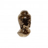 Seitliche Ansicht Buddha Kopf Figur in goldener Hochglanz Optik aus Porzellan als stilvolle Deko