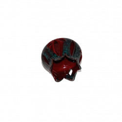 Hochglänzender Teelichthalter aus Ton in Rot Grün Schwarz Höhe 9 cm als stilvolle Wohnraumdekoration