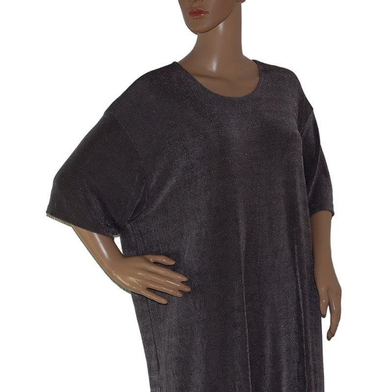 MAGNA Damen T-Shirt Glitzer Grau Übergröße 56/58 Rundhals Vorderansicht