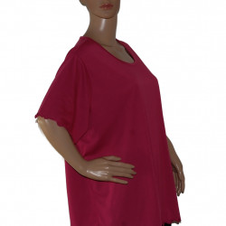 Luftiges Damen Kurzarm Shirt Pink ohne Bündchen flatternder Schnitt Detail