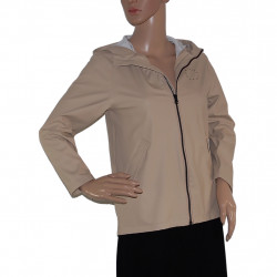 Beige Teenager Jacke von LMTD, mit langer Passform Kapuze und schrägen Taschen, in Größe XXS