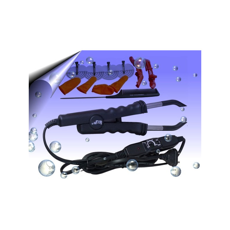 Haar Extensions Set mit schwarzer Wärmezange und komplettem Zubehör für Einsteiger