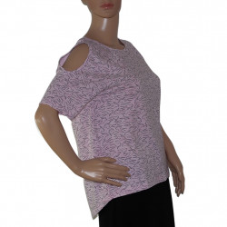 Damen Shirt offene Schultern Rosa mit Schwalben - Detailansicht